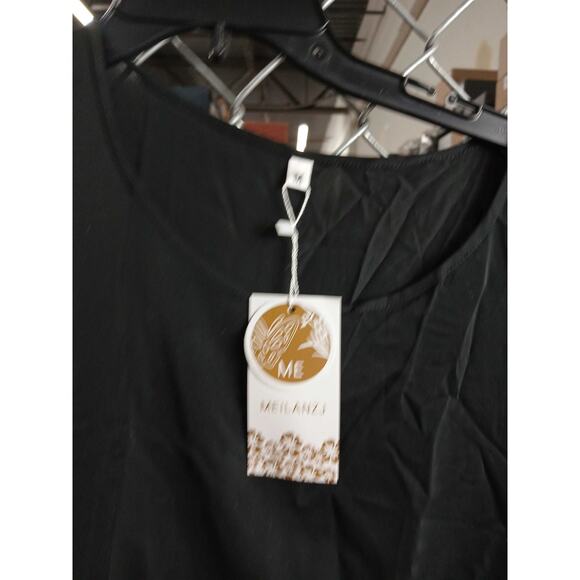 NWT MEILANZJ Women's Black Sleeveless Chiffon Tank Top Blouse, Medium - Picture 2 of 4